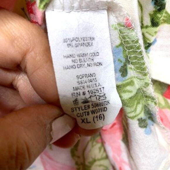 Soprano Girls Blouse White Red Floral Sleeveless Scoop Neck Stretch Lace XL (16) - Picture 9 of 10